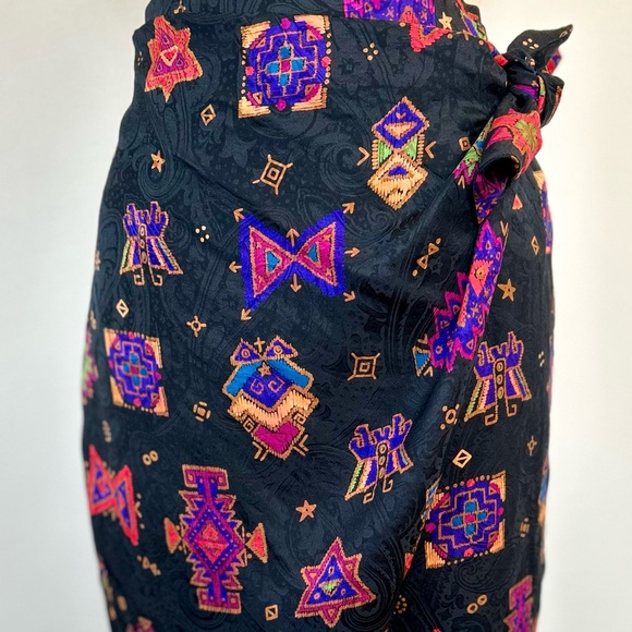 100% SILK early 90s wrap skirt - Picture 11 of 11